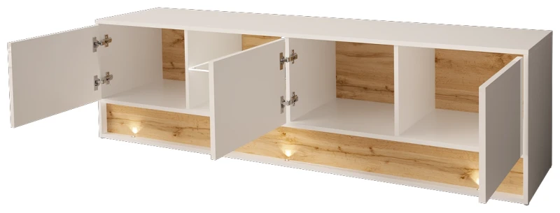 Szafka RTV VISION01 z LED 180 cm biały/wotan mat/połysk