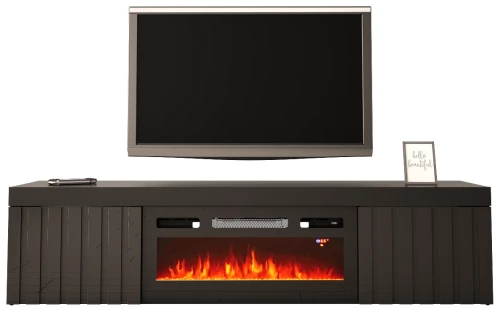 Szafka RTV wisząca/stojąca KNOXVILLE 02 RTV z kominkiem 180 cm czarny mat