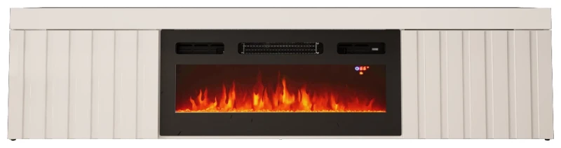 Szafka RTV KNOXVILLE 02 RTV z kominkiem 180 cm biały mat/połysk