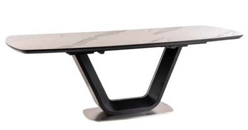 Stół rozkładany Armani Ceramic 160x220 biały/czarny mat efekt marmuru