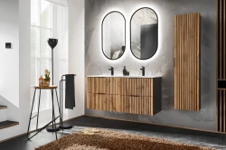 Zestaw mebli łazienkowych XILO A4 z podwójną szafką pod umywalkę 120 cm - 8 elementów