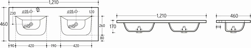 Zestaw mebli łazienkowych XILO A4 (umywalka SKY 120 cm)