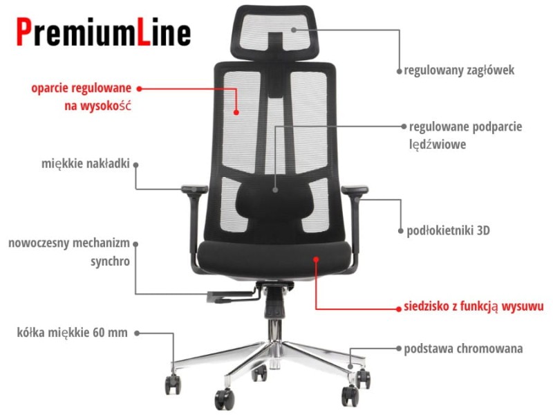 Fotel biurowy AKCENT Czarny/chrom specyfikacja