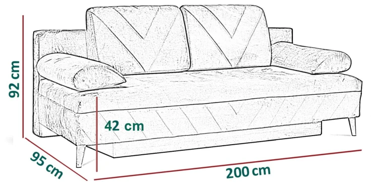 Sofa rozkładana Emma w stylu skandynawskim wymiary