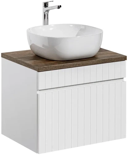 Szafka łazienkowa 60 cm ICONIC WHITE z umywalką SMILE i blatem 60 cm