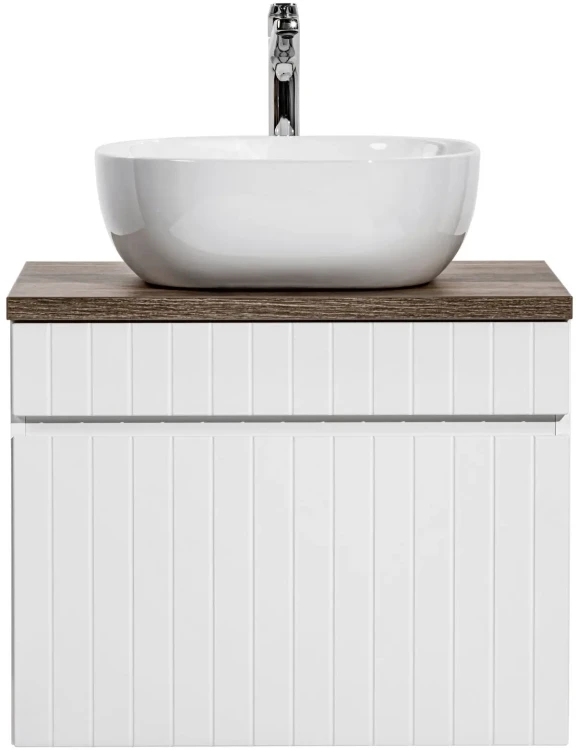 Szafka łazienkowa 60 cm ICONIC WHITE z umywalką SMILE i blatem 60 cm