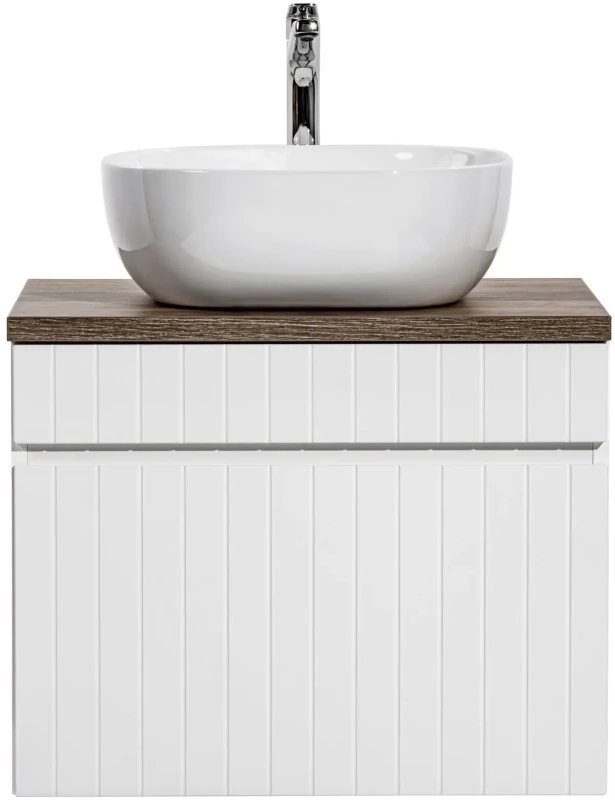 Szafka łazienkowa 60 cm ICONIC WHITE z umywalką SMILE i blatem 60 cm