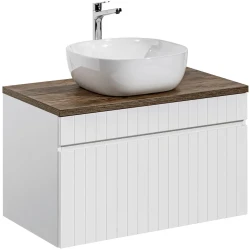 Zestaw mebli łazienkowych ICONIC WHITE szafka 80 cm z umywalką SMILE i blatem 80 cm