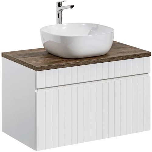 Szafka łazienkowa 80 cm ICONIC WHITE z umywalką SMILE i blatem 80 cm