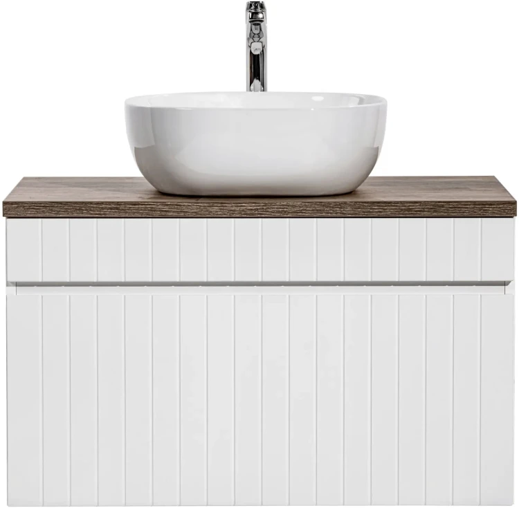 Szafka łazienkowa 80 cm ICONIC WHITE z umywalką SMILE i blatem 80 cm