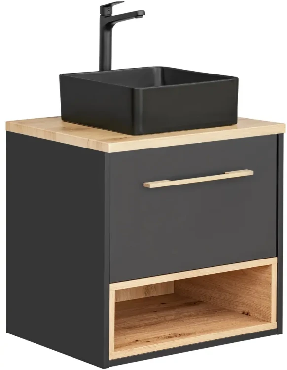 Szafka pod umywalkę 60 cm BORNEO szary cosmos / dąb artisan