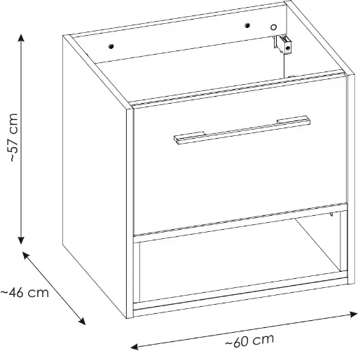 Szafka pod umywalkę 60 cm BORNEO szary cosmos / dąb artisan