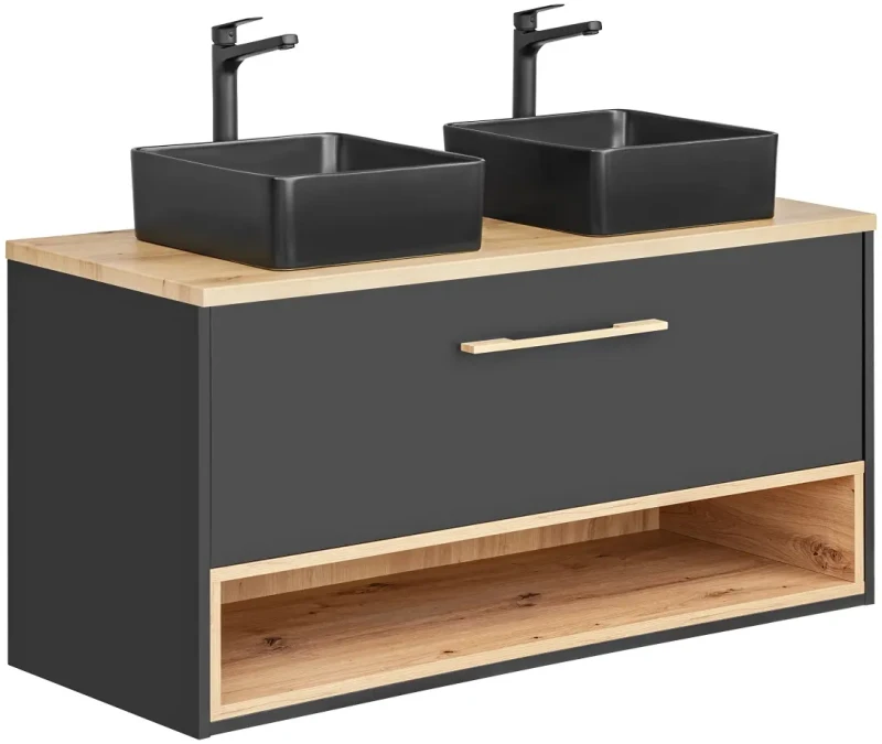 Szafka pod umywalkę 120 cm BORNEO szary cosmos / dąb artisan