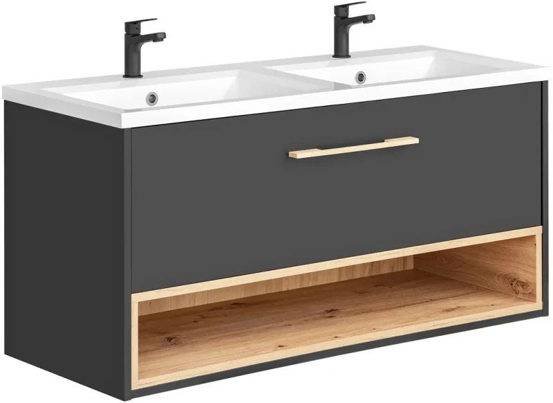 Szafka pod umywalkę 120 cm BORNEO szary cosmos / dąb artisan