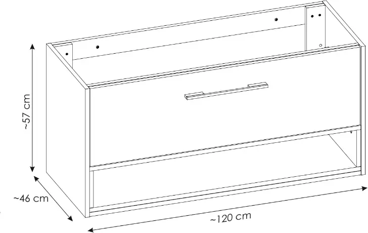 Szafka pod umywalkę 120 cm BORNEO szary cosmos / dąb artisan