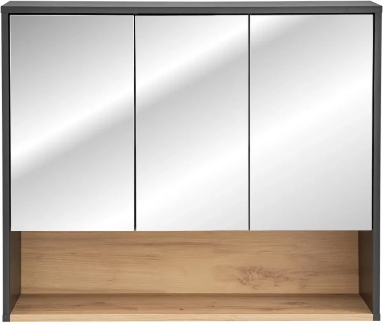 Szafka łazienkowa z lustrem 120 cm BORNEO szary cosmos / dąb artisan
