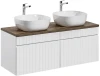 Zestaw mebli łazienkowych ICONIC WHITE z dwoma umywalkami SMILE i blatem 120 cm - 5 elementów