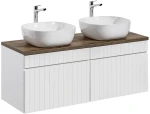 Zestaw mebli łazienkowych ICONIC WHITE z dwoma umywalkami SMILE i blatem 120 cm - 5 elementów