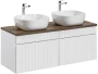 Zestaw mebli łazienkowych ICONIC WHITE z dwoma umywalkami SMILE i blatem 120 cm - 5 elementów