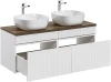 Zestaw mebli łazienkowych ICONIC WHITE z dwoma umywalkami SMILE i blatem 120 cm - 5 elementów