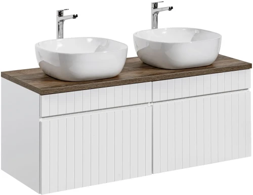 Zestaw mebli łazienkowych ICONIC WHITE z dwoma umywalkami SMILE i blatem 160 cm - 5 elementów