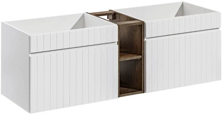 Zestaw mebli łazienkowych ICONIC WHITE z dwoma umywalkami SMILE i blatem 140 cm - 6 elementów