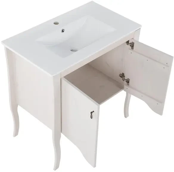 Szafka pod umywalkę 80 cm ELISABETH biel transparentna