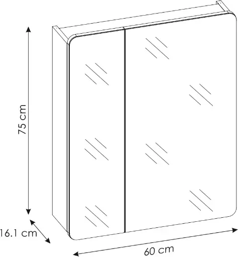 Szafka łazienkowa z lustrem 60 cm ARUBA dąb craft złoty