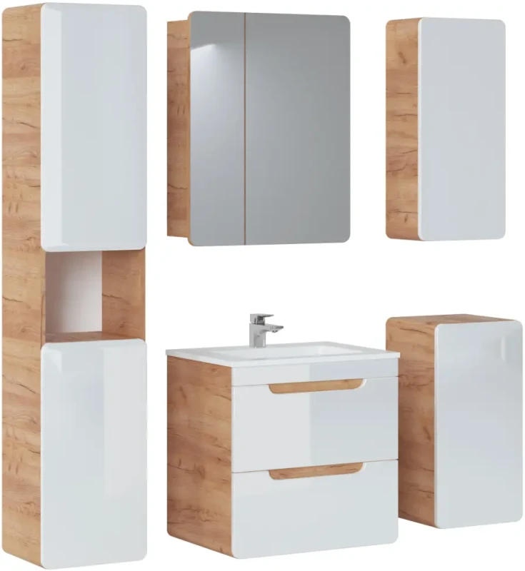 Szafka łazienkowa z lustrem 60 cm ARUBA dąb craft złoty