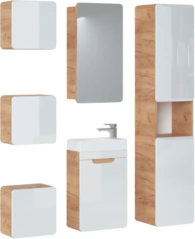 Szafka łazienkowa z lustrem 40 cm ARUBA dąb craft złoty