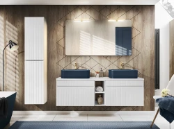 Zestaw mebli łazienkowych ICONIC WHITE A05 z szafką pod umywalkę 140 cm - 10 elementów