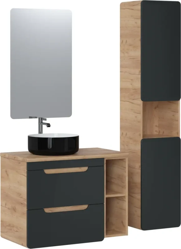 Szafka pod umywalkę 60 cm Aruba szary cosmos / dąb craft złoty