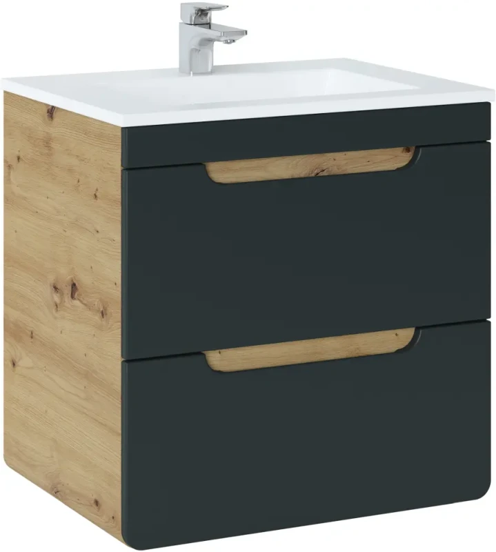 Szafka pod umywalkę 60 cm Aruba szary cosmos / dąb craft złoty
