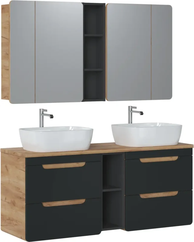 Szafka pod umywalkę 60 cm Aruba szary cosmos / dąb craft złoty