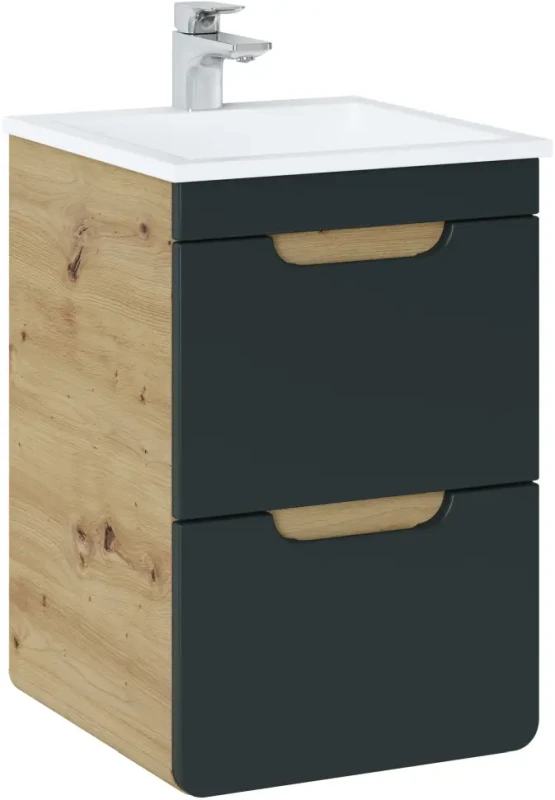 Szafka pod umywalkę 40 cm Aruba szary cosmos / dąb craft złoty