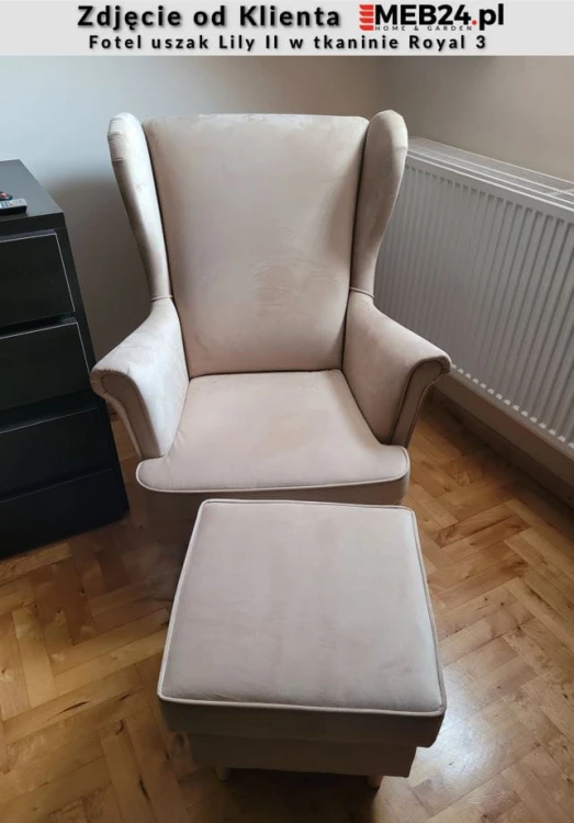 Fotel uszak bez pikowania Lily II w stylu skandynawskim - zdjęcie od klienta