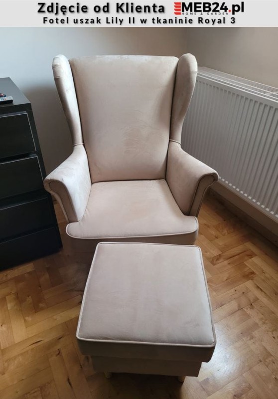 Fotel uszak bez pikowania Lily II w stylu skandynawskim - zdjęcie od klienta