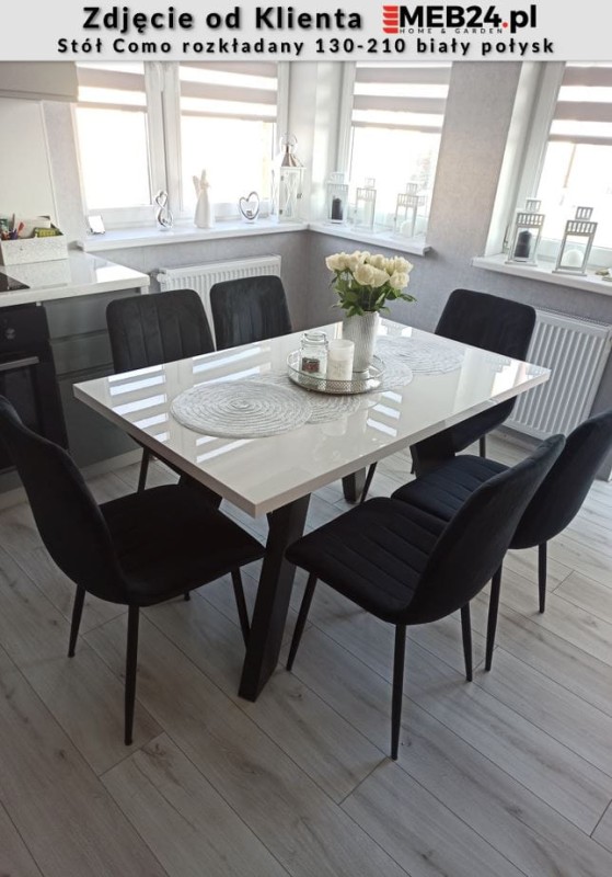 Stół Como rozkładany 130-210 biały połysk - zdjęcie od klienta