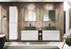 Zestaw mebli łazienkowych ICONIC WHITE A07 z szafką pod umywalkę 180 cm - 11 elementów