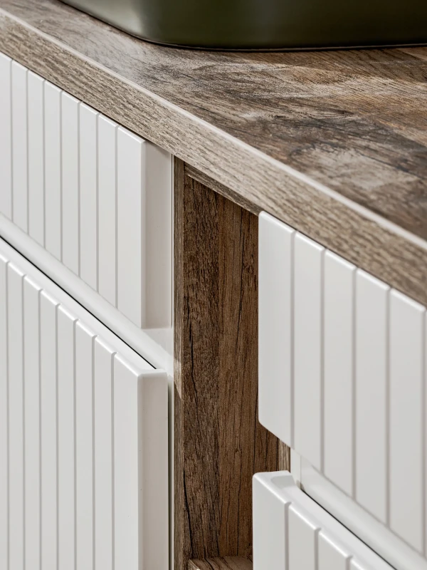 Zestaw mebli łazienkowych ICONIC WHITE A07 z szafką pod umywalkę 180 cm - 11 elementów