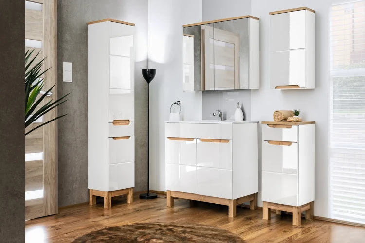Szafka łazienkowa z lustrem 60 cm BALI biała