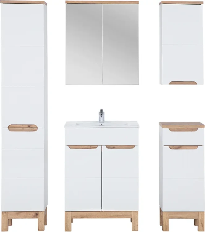 Szafka łazienkowa z lustrem 60 cm BALI biała