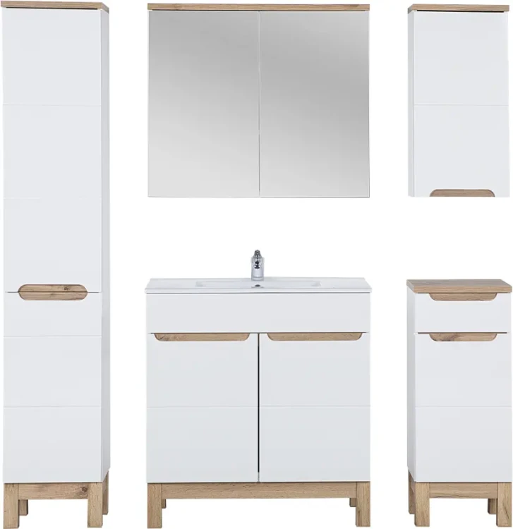 Szafka łazienkowa z lustrem 80 cm BALI biała