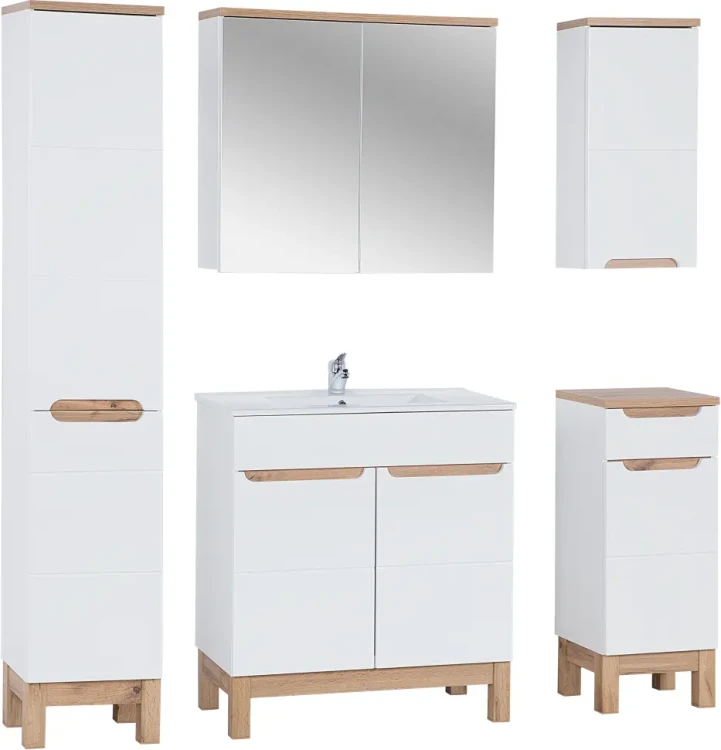 Szafka łazienkowa z lustrem 80 cm BALI biała