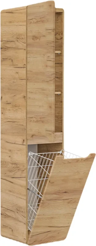 Szafka łazienkowa wysoka z koszem na pranie ARUBA dąb craft złoty