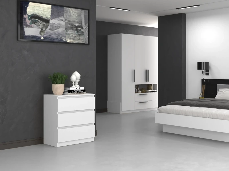 Komoda Malwina I 3 szuflady Biała