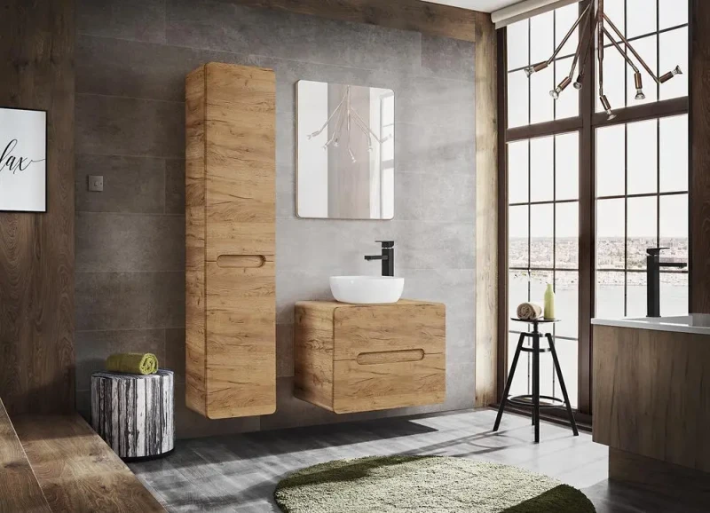 Szafka pod umywalkę nastawną 60 cm ARUBA dąb craft złoty