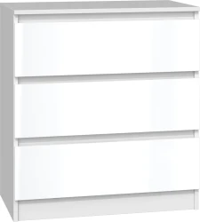 Komoda Malwina I 3 szuflady biały/biały połysk