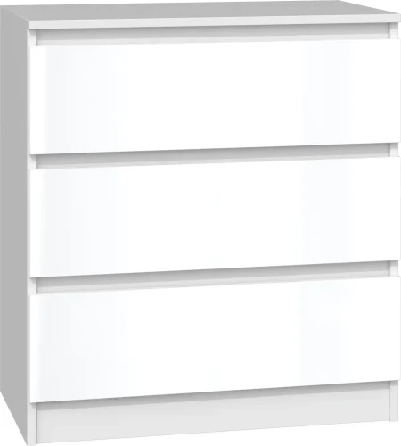 Komoda Malwina I 3 szuflady biały/biały połysk