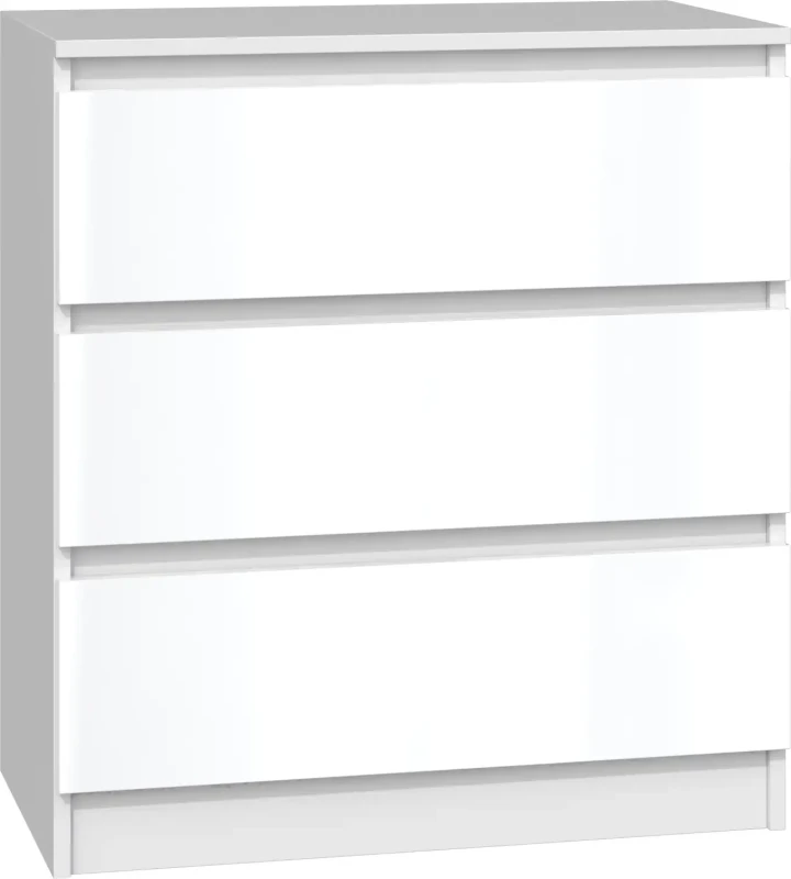 Komoda Malwina I 3 szuflady biały/biały połysk
